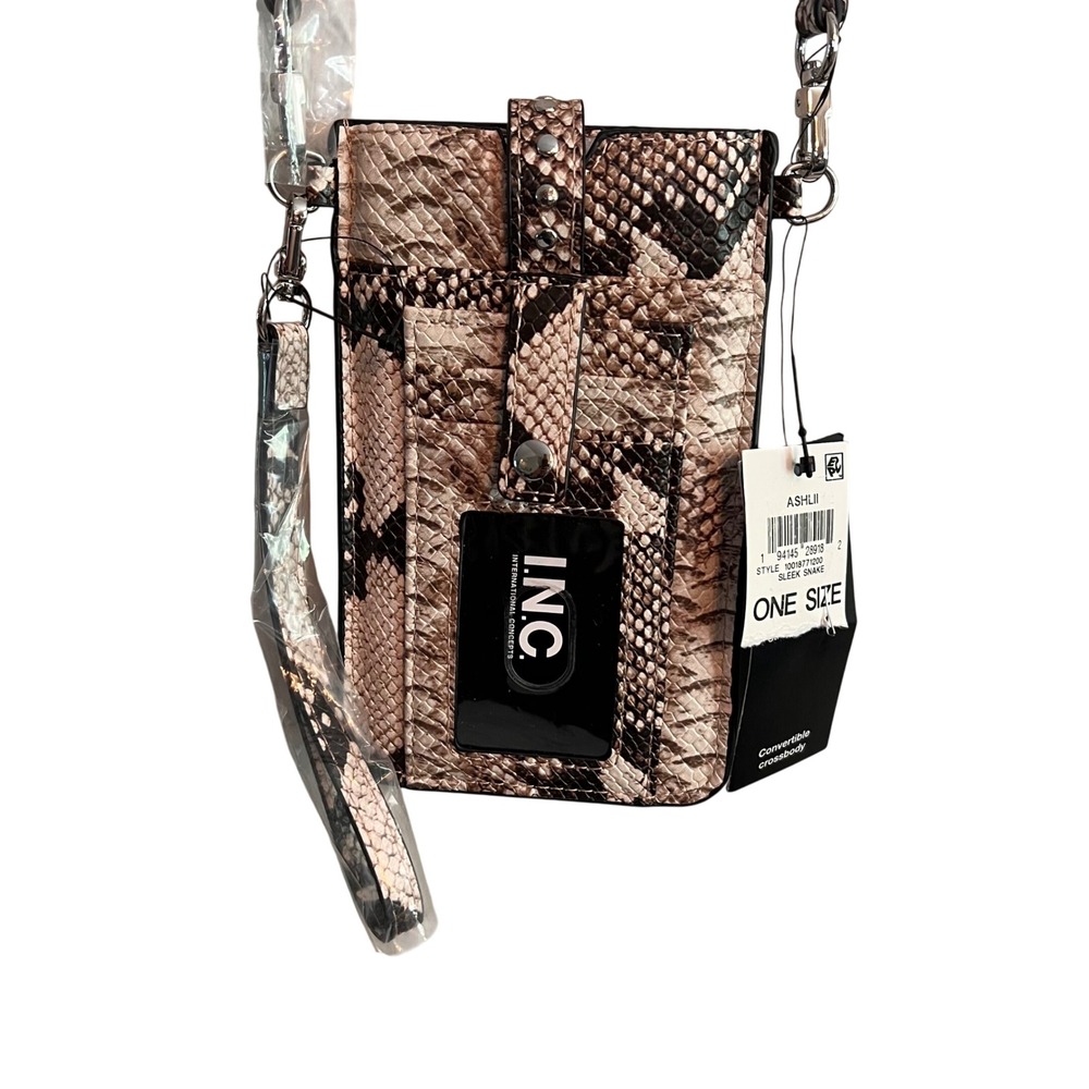 INC International Concepts Sleek Snake Convertible Crossbody/ wristlet Phone Bag